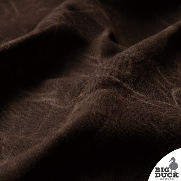 Drape and movement of Kona Brown Waxed Canvas Fabric (10 oz Cotton Duck) — Eco-Friendly Non-Toxic Waxed Canvas for Bag Makers and Artisans